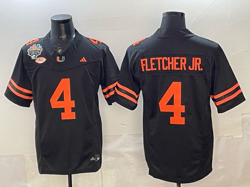 Men 2026 Miami Hurricanes #4 Fletcher jr Black 3th generations Limited NCAA Jersey 0015->ncaa teams->NCAA Jersey